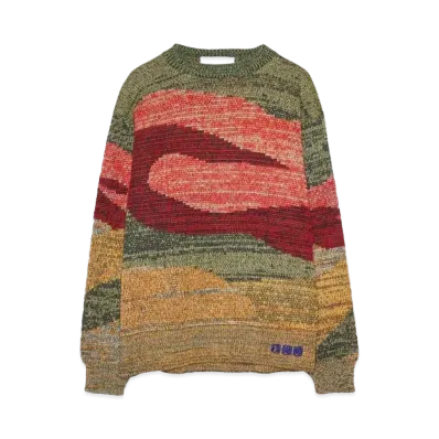 TOGA VIRILIS Jacquard knit pullover "RED"