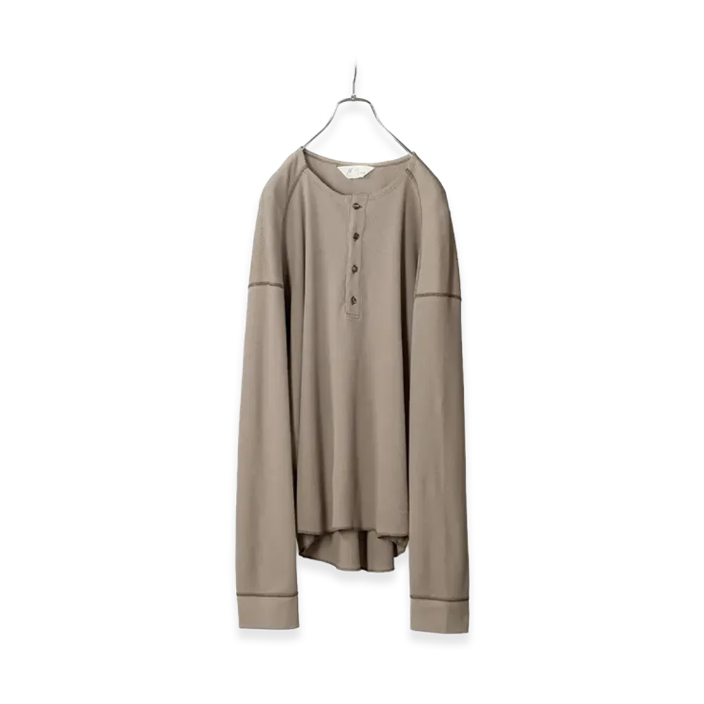 ANCELLM C/CA Henley LS T-Shirt "Sand"