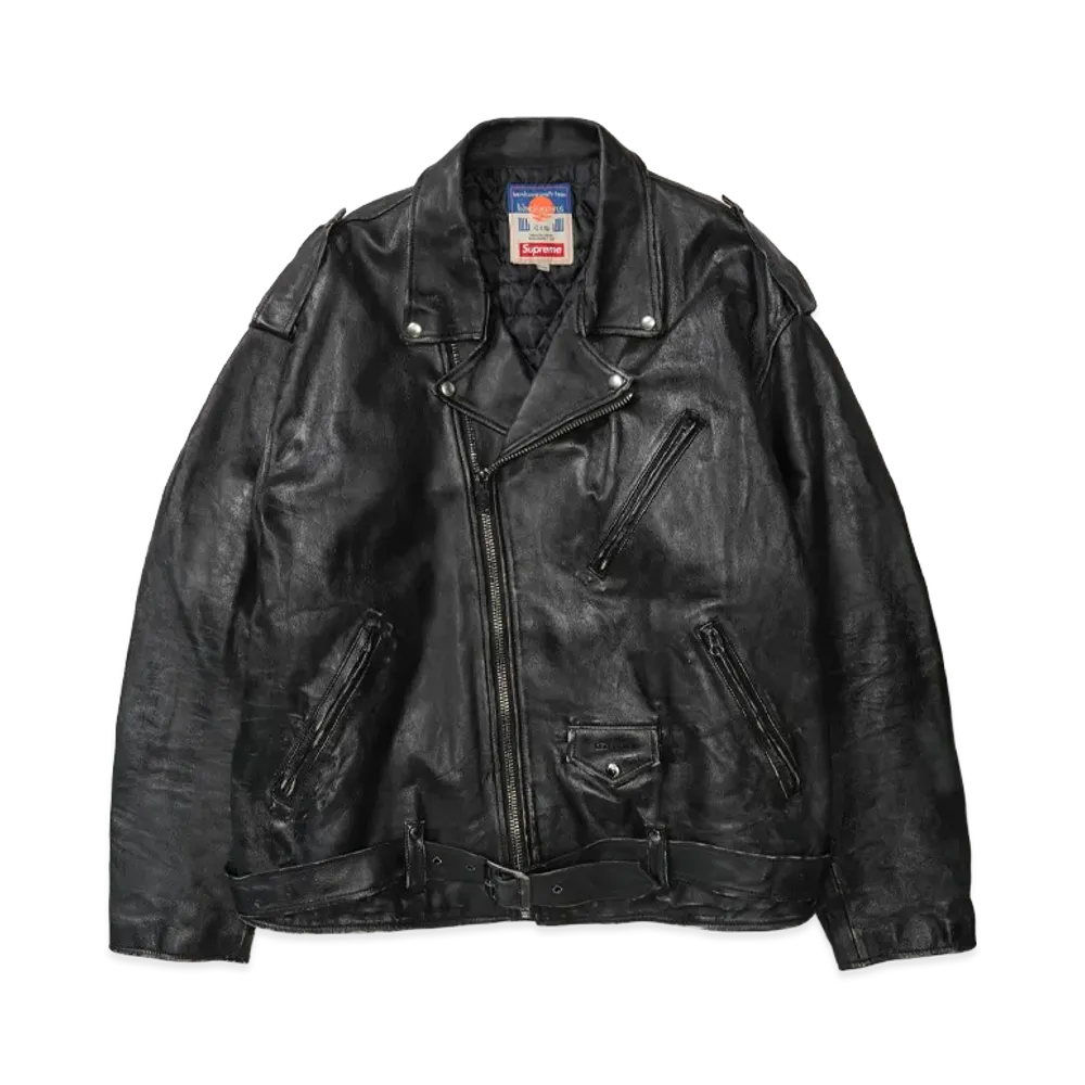 Supreme x Blackmeans Painted Leather Motorcycle Jacket "Black"