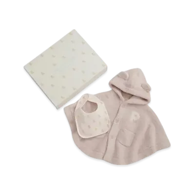 GELATO PIQUE Baby Bear Poncho & Bib 2 Piece Set Gift Box "Pink"