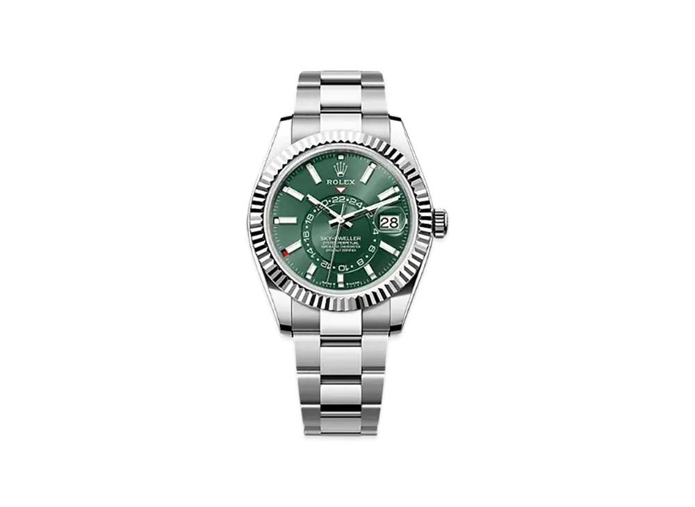 ROLEX Sky-Dweller 42mm Oystersteel & White Gold 336934 "Mint Green"