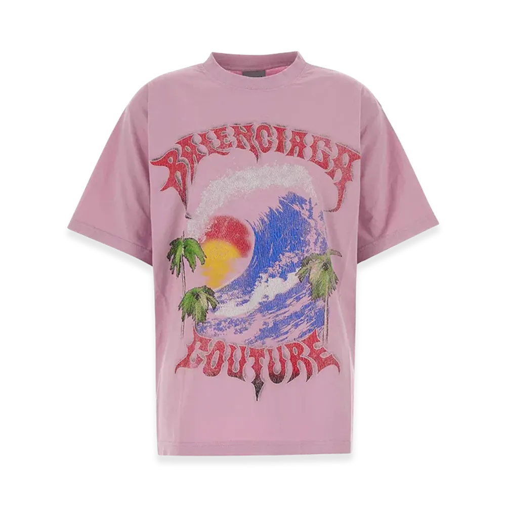 BALENCIAGA Women's Cotton Oversize T-Shirt "Pink"