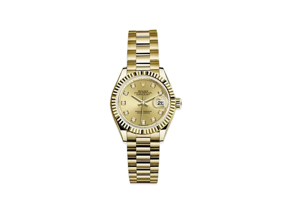 ROLEX Date-Just 28 Champagne Gold Dial 10P Diamonds 279178G