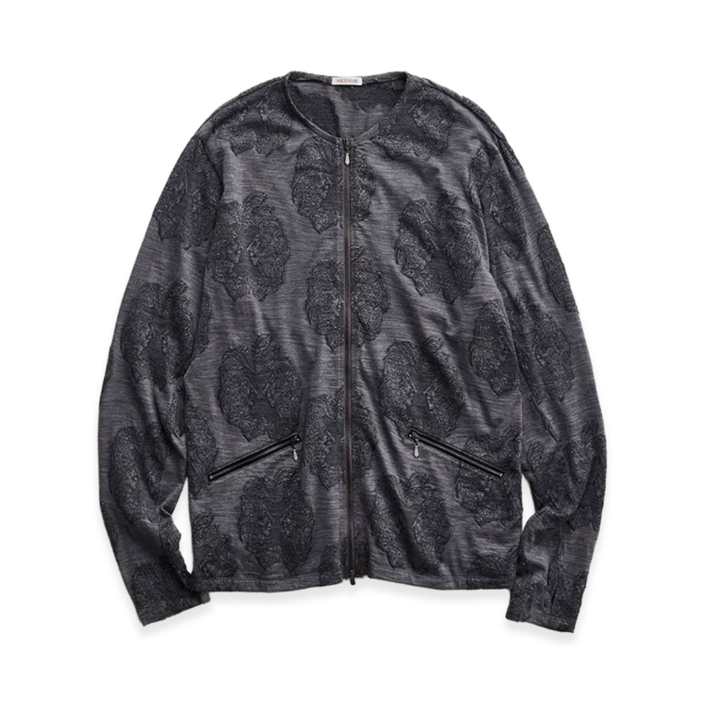 NICENESS Vivian Apple Jacquard Zip Cardigan "Gray"