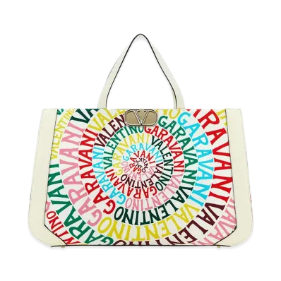 Valentino Women's Canvas And Leather Garavani Escape Shopping Bag "Printed"