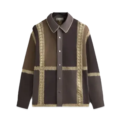 Kith Suede Combo Boxy Collared Overshirt "Hematite"