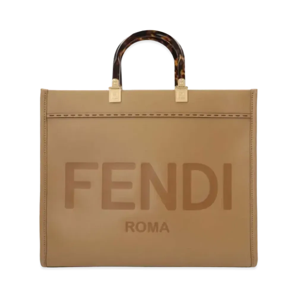 FENDI Sunshine Medium Leather Shopper Bag "Beige"