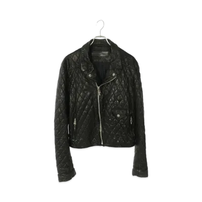 Chrome Hearts Cretin Quilting Riders Leather Jacket "Black/Silver"