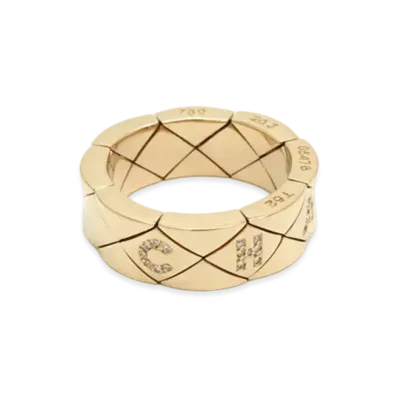 CHANEL Metalasse Logo Diamond Ring 18K "Yellow Gold"