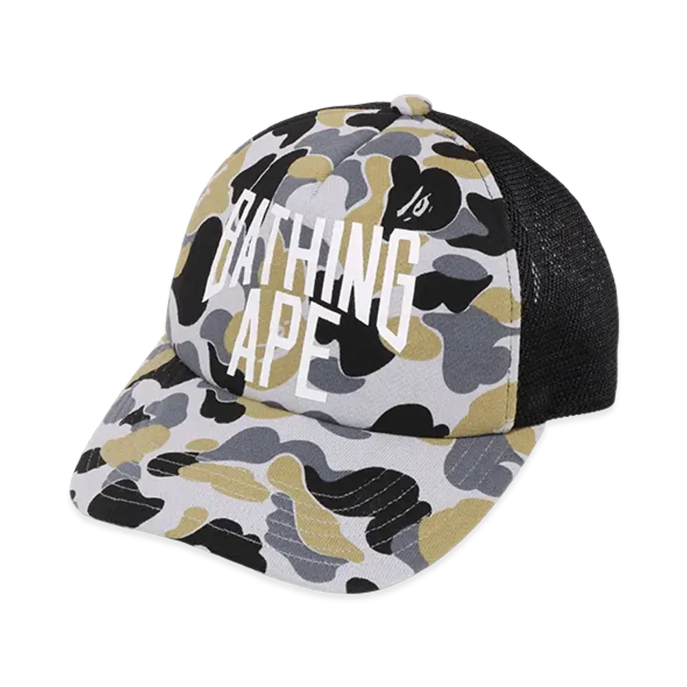 A BATHING APE NYC Logo Mesh Cap "Gray"