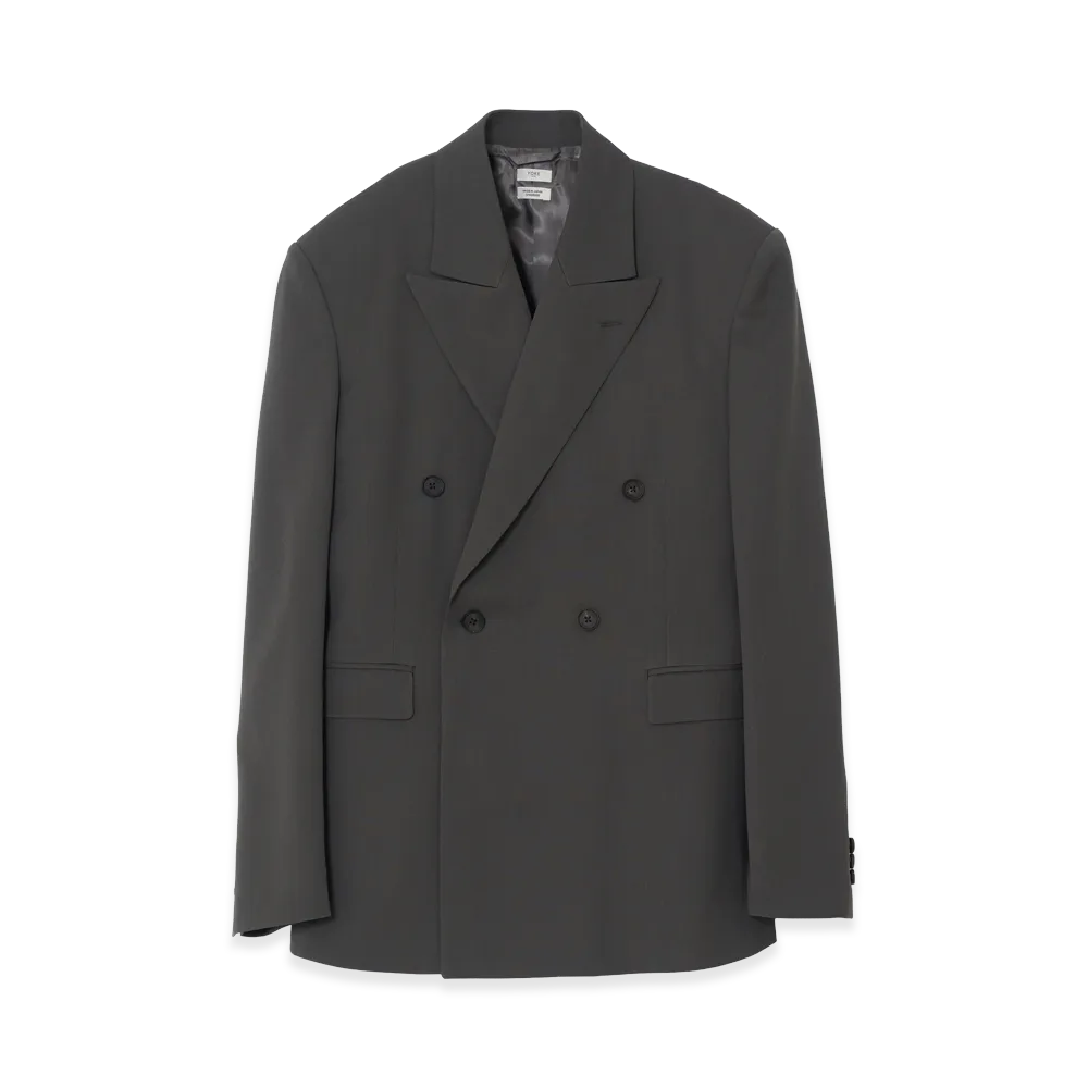 YOKE Super120's Wool Serge Double Breasted Jacket "Charcoal"