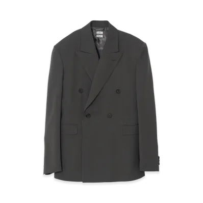 YOKE Super120's Wool Serge Double Breasted Jacket "Charcoal"