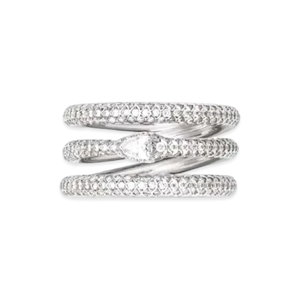 GUCCI Triple Ouroboros Ring In White Gold And Diamond