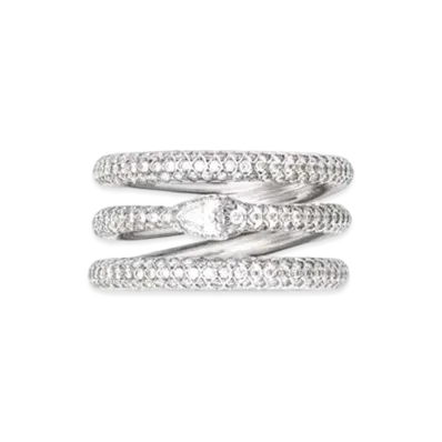 GUCCI Triple Ouroboros Ring In White Gold And Diamond