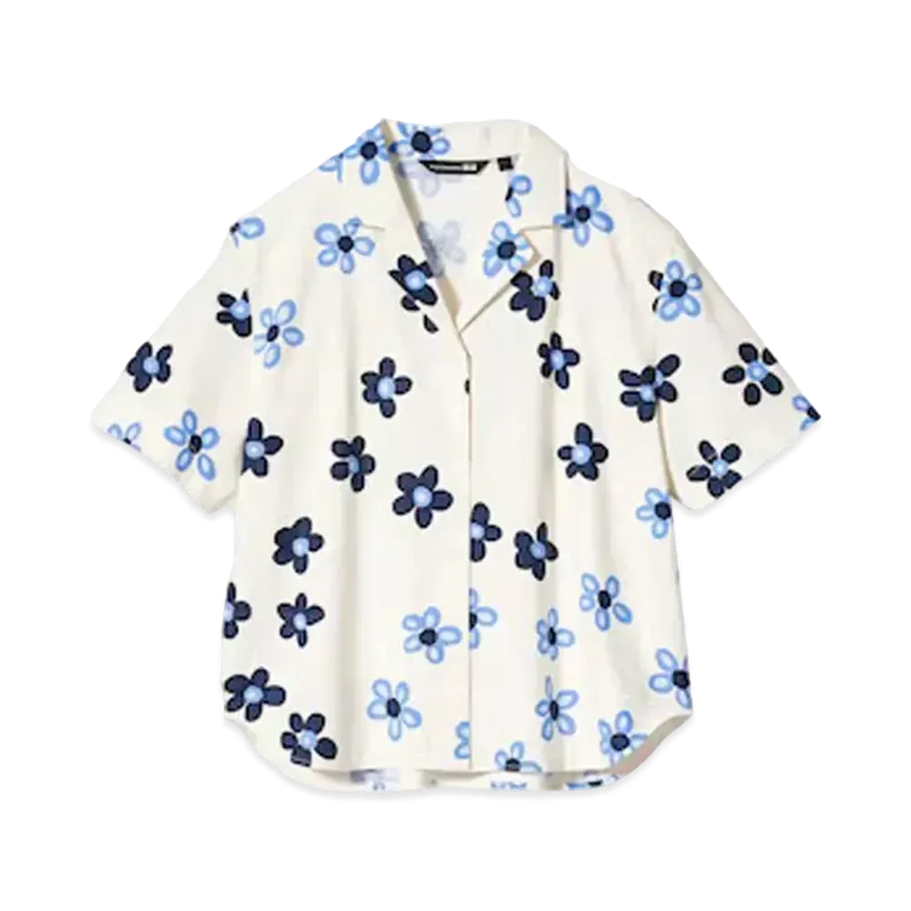 Uniqlo x Marimekko Linen Blend Open Collar Shirt "Off White"