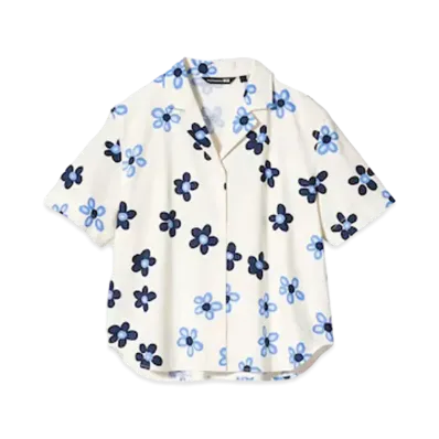 Uniqlo x Marimekko Linen Blend Open Collar Shirt "Off White"