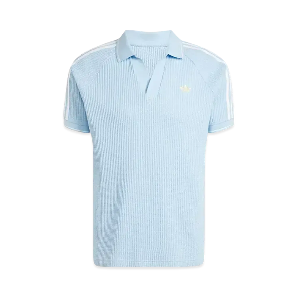 adidas Originals Waffle Knit Polo Shirt "Clear Sky/Almost Yellow/White"