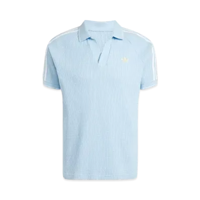 adidas Originals Waffle Knit Polo Shirt "Clear Sky/Almost Yellow/White"