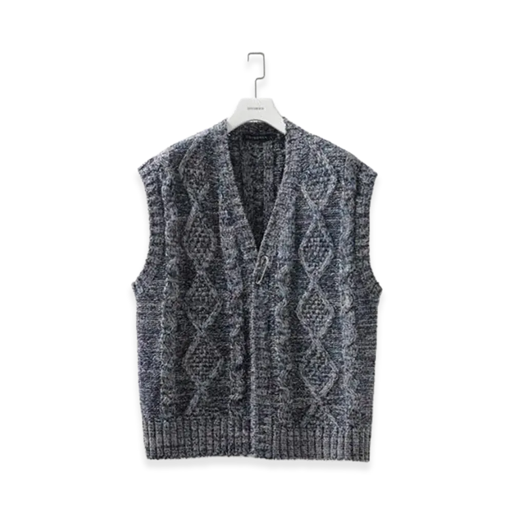 COGNOMEN Colour Aran Knit Vest "Navy"