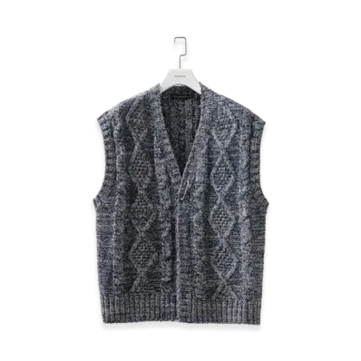 COGNOMEN Colour Aran Knit Vest "Navy"
