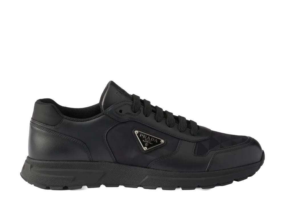 PRADA Prax 2.0 Re-Nylon and Leather Sneakers "Triangle Logo/Black"