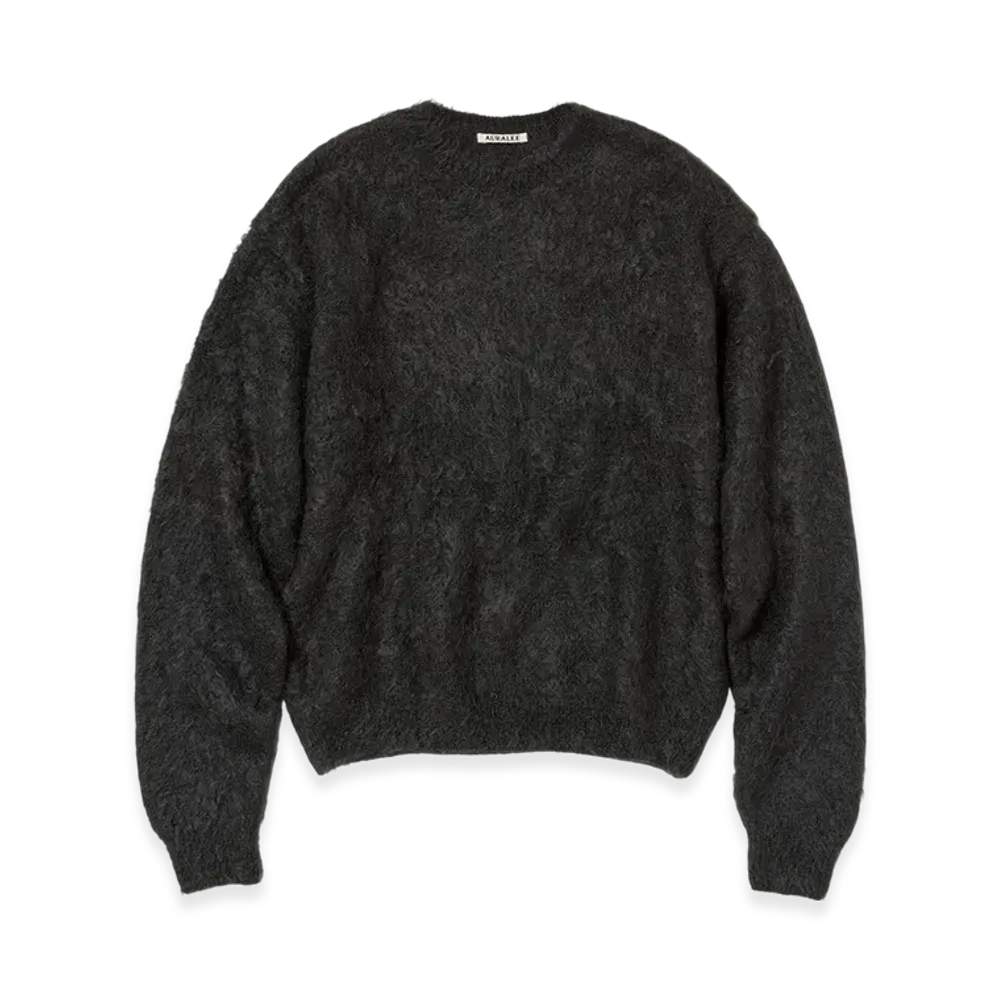 AURALEE Brushed Super Kid Mohair Knit P/O "Ink Black"
