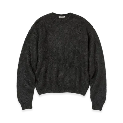 AURALEE Brushed Super Kid Mohair Knit P/O "Ink Black"