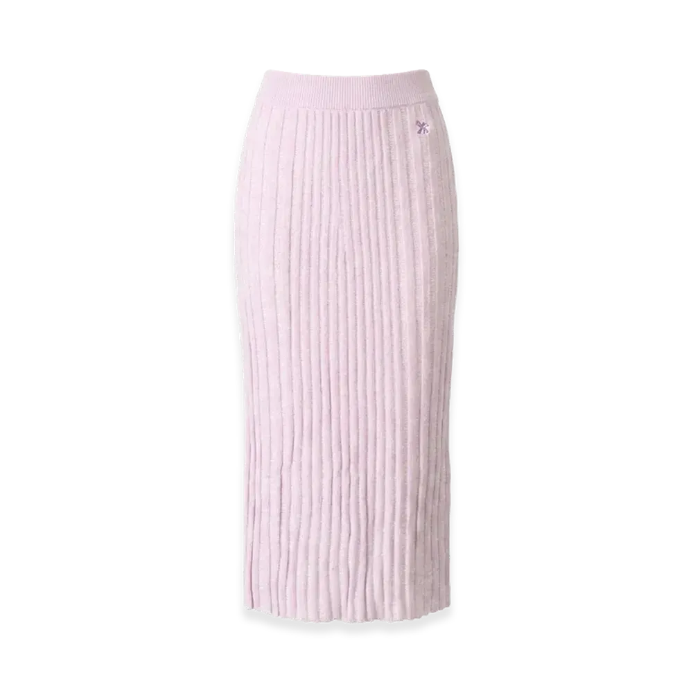 Maison Kitsune Women's Baby Fox Ribbed Midi Skirt "Lilac"