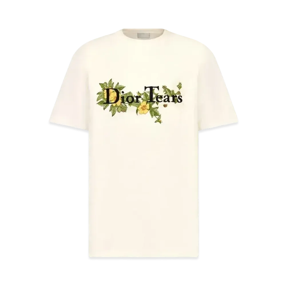 Dior Tears T-Shirt Relaxed-Fit Slub Cotton Jersey "White"