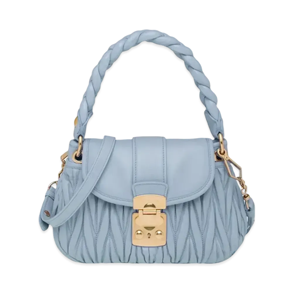 MIU MIU Miu Cofer Materasse Leather Handbag "Sky Blue"