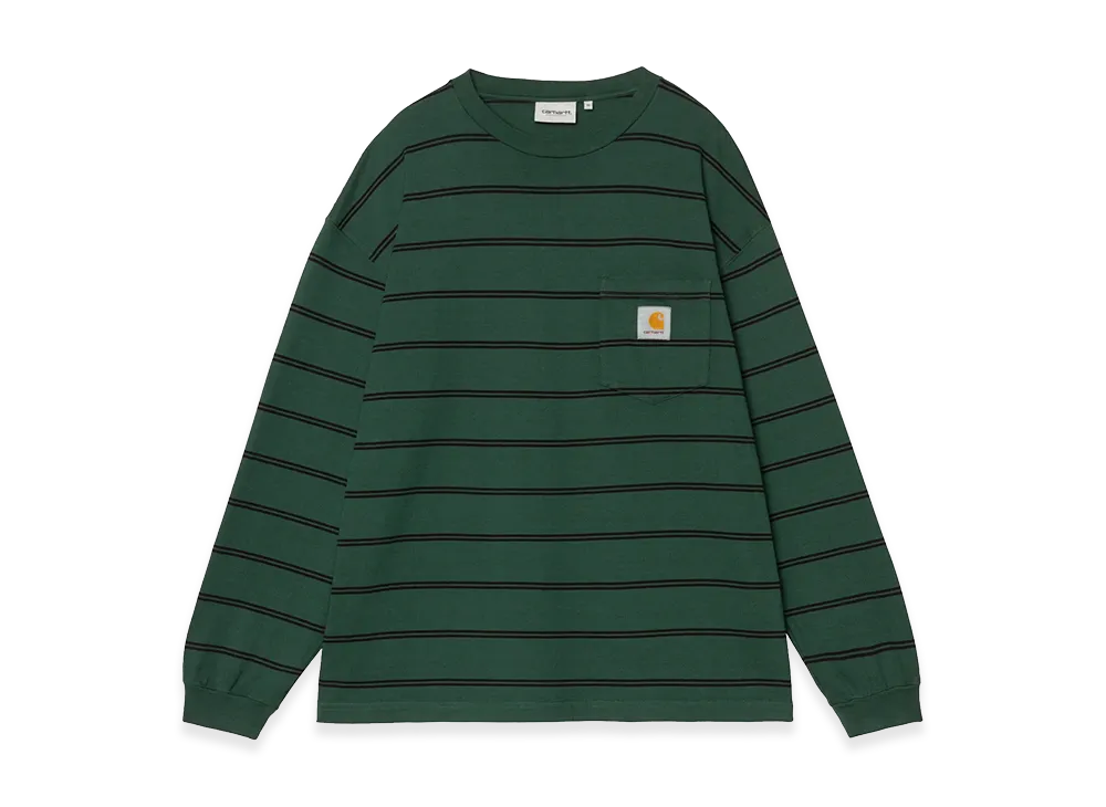 Carhartt WIP L/S Cardona Pocket T-Shirt "Cardona Stripe/Natural/Dark Scarab/Garment Dyed"