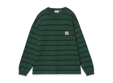 Carhartt WIP L/S Cardona Pocket T-Shirt "Cardona Stripe/Natural/Dark Scarab/Garment Dyed"