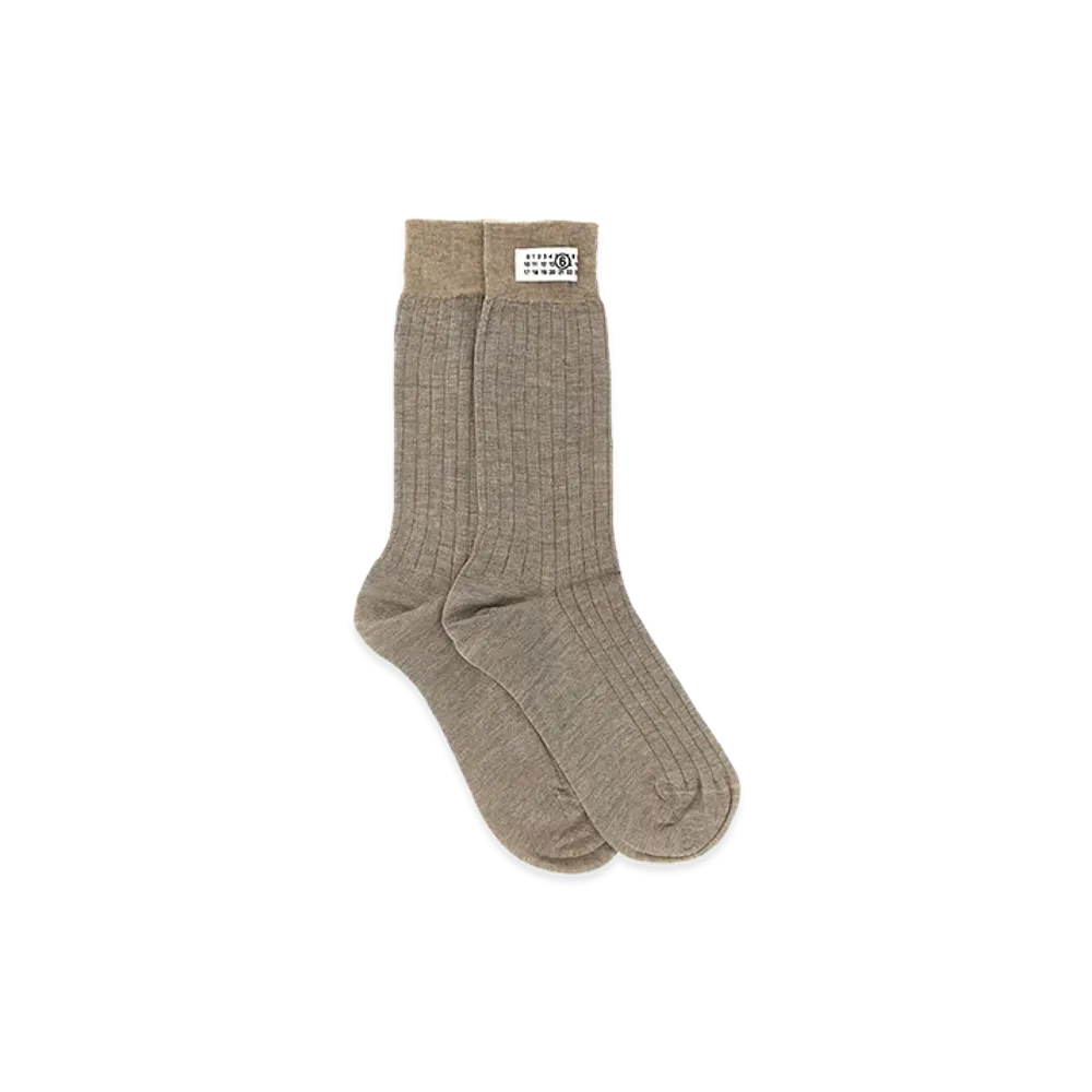 MM6 Maison Margiela Women's Numeric Signature MM6 Socks "Beige"