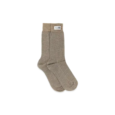 MM6 Maison Margiela Women's Numeric Signature MM6 Socks "Beige"