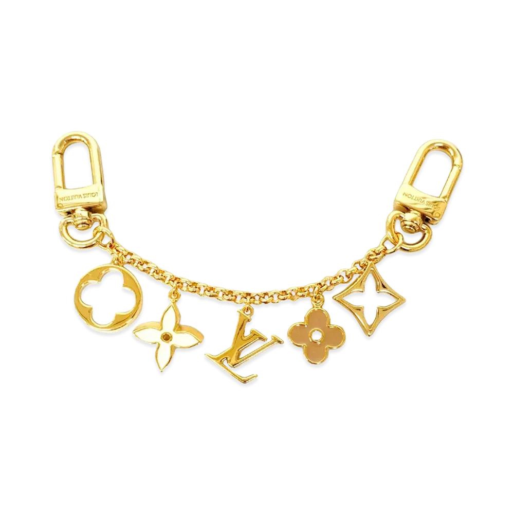 Louis Vuitton Bag Charm Chain Fleur de Monogram "Gold/Ivory/Pink"