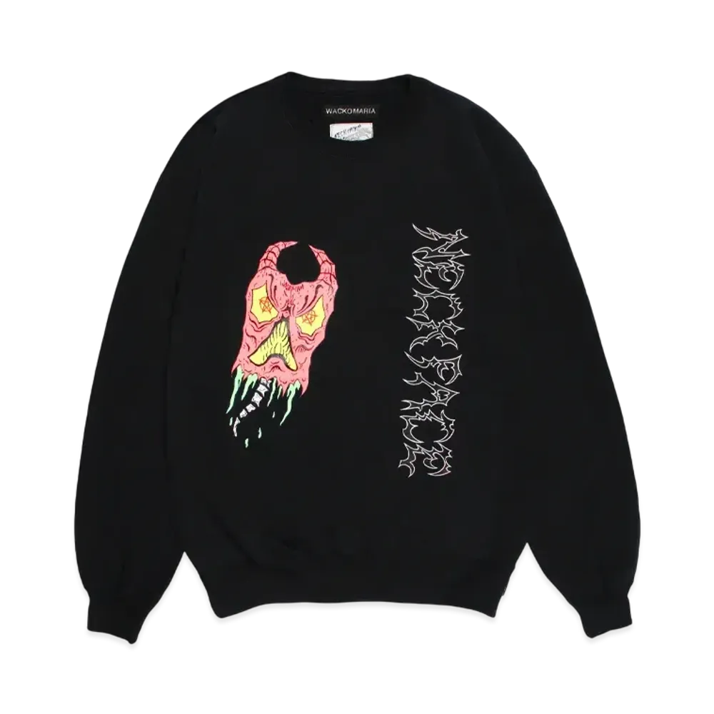WACKO MARIA x NECKFACE Heavy Weight Crew Neck Sweat Shirt "Black"
