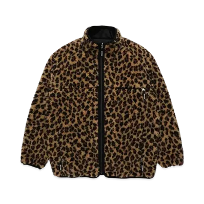 WACKO MARIA Reversible Leopard Boa Flece Jacket "Beige"
