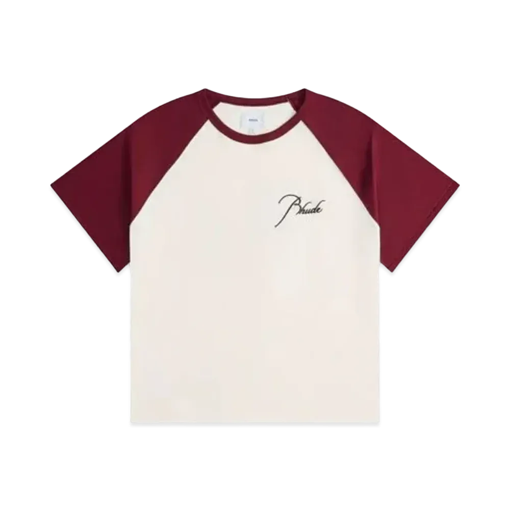 RHUDE Raglan Logo Tee "White Bordeaux"