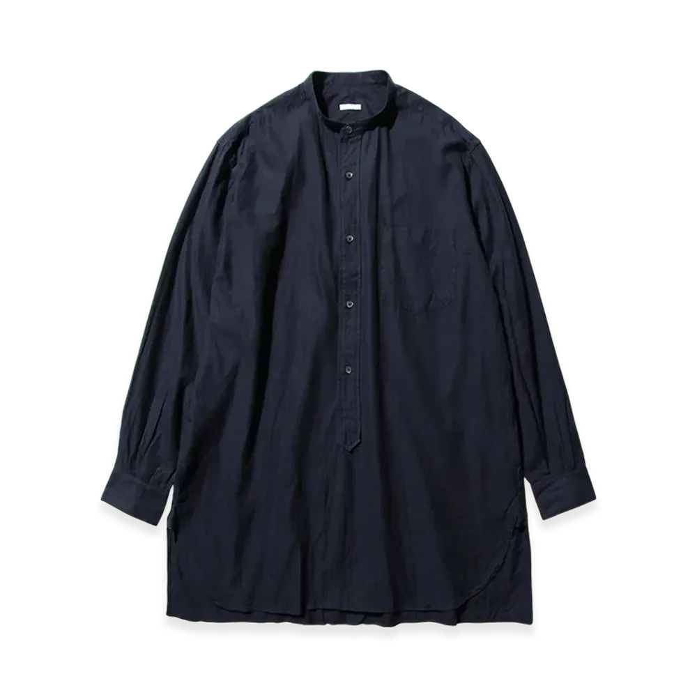 COMOLI Band Collar Shirt "Navy"