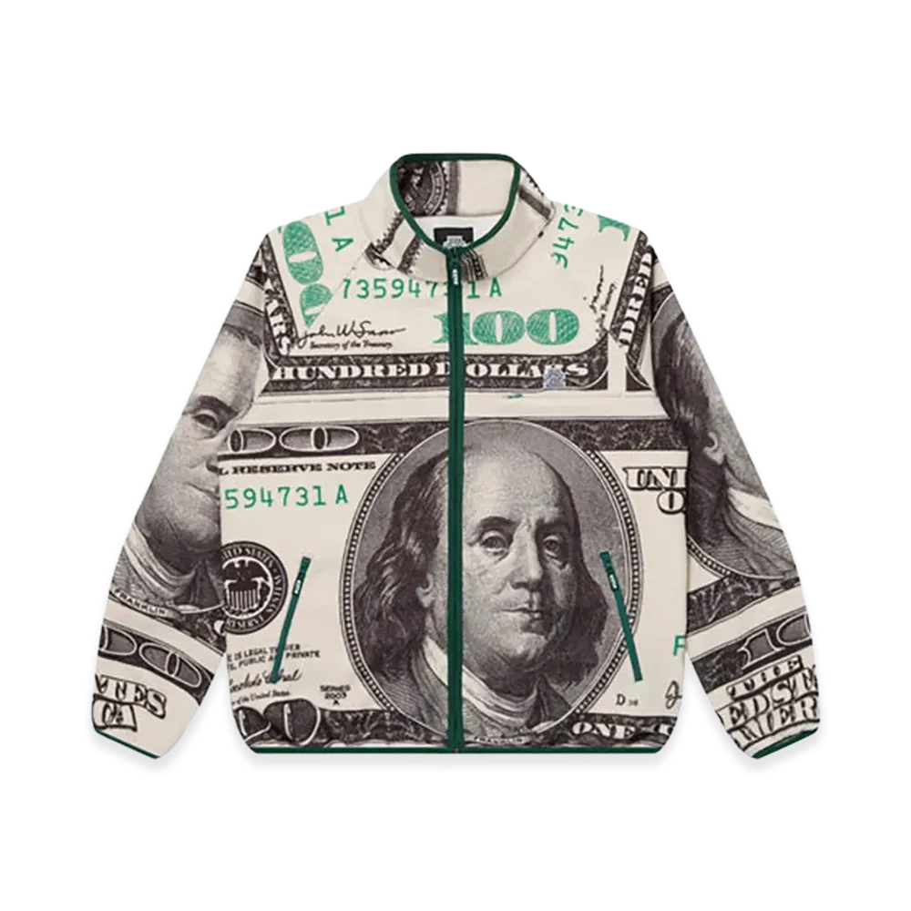 BlackEyePatch Big Hundereds Patterned Fleece Jacket "White"