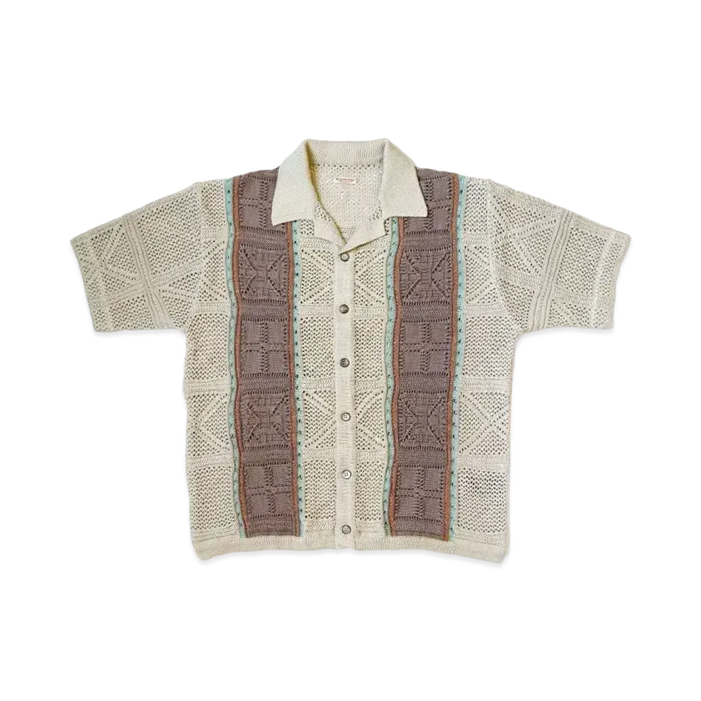 KAPITAL 7G Crochet Knit Tennessee Aloha Shirt "Beige"