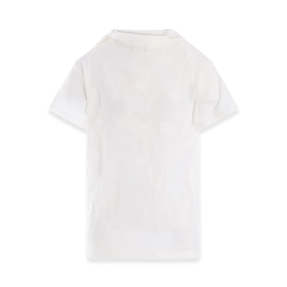 Y's Crush Jacquard Offneck Short Sleeve Tee "Off White"