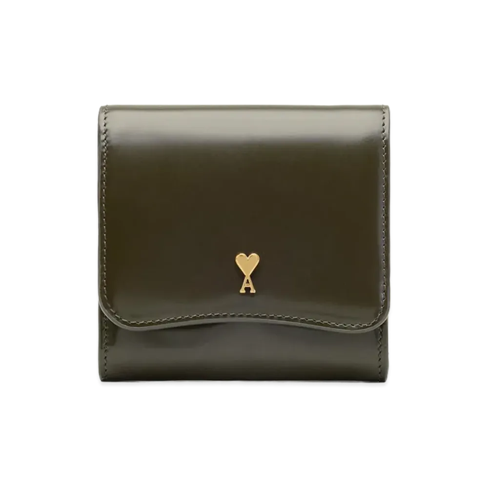 AMI PARIS Cow Leather Paris Paris Compact Wallet "Green"