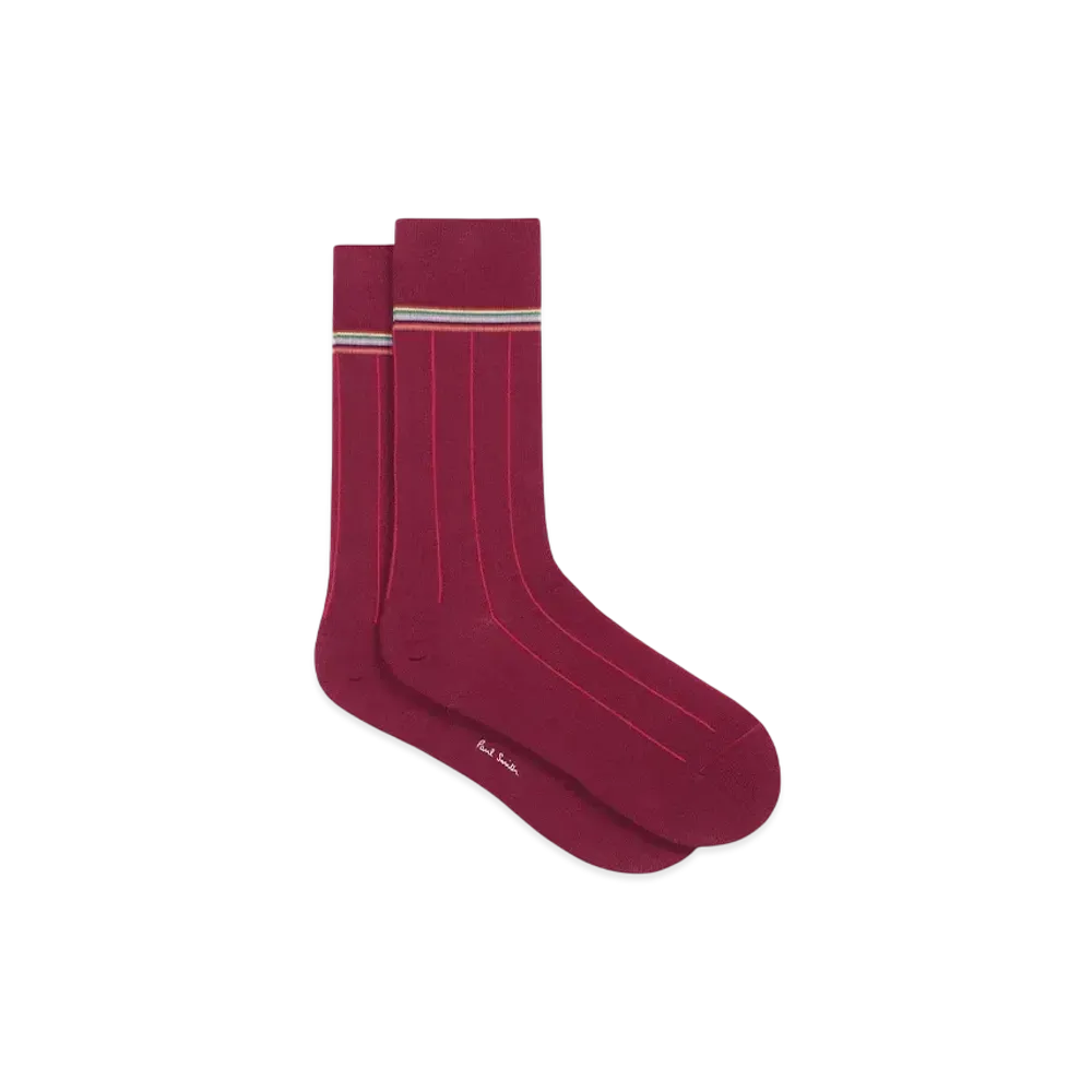 Paul Smith Signature Striped Point Socks "DarkRed"