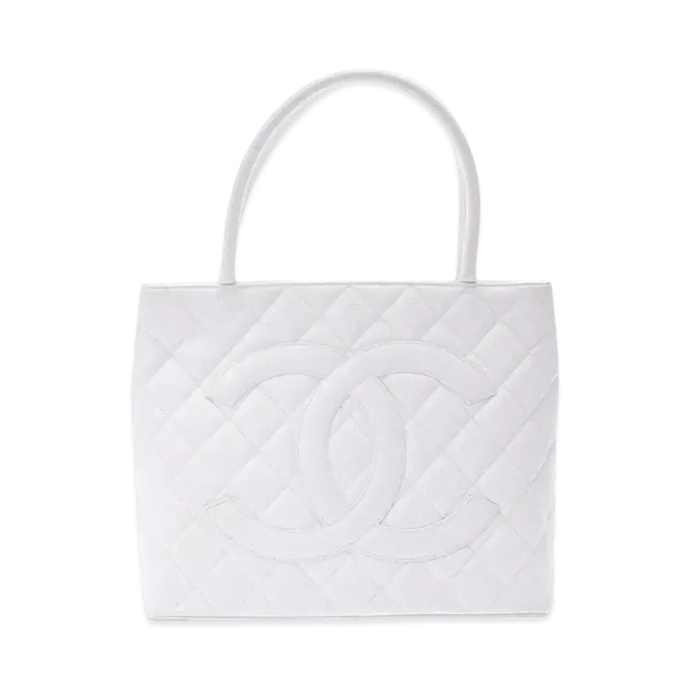 CHANEL Matelasse Caviar Skin Tote "White"