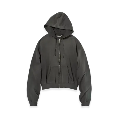 AURALEE Product Dyed Pima Light Sweat Zip Parka "Ink Black"