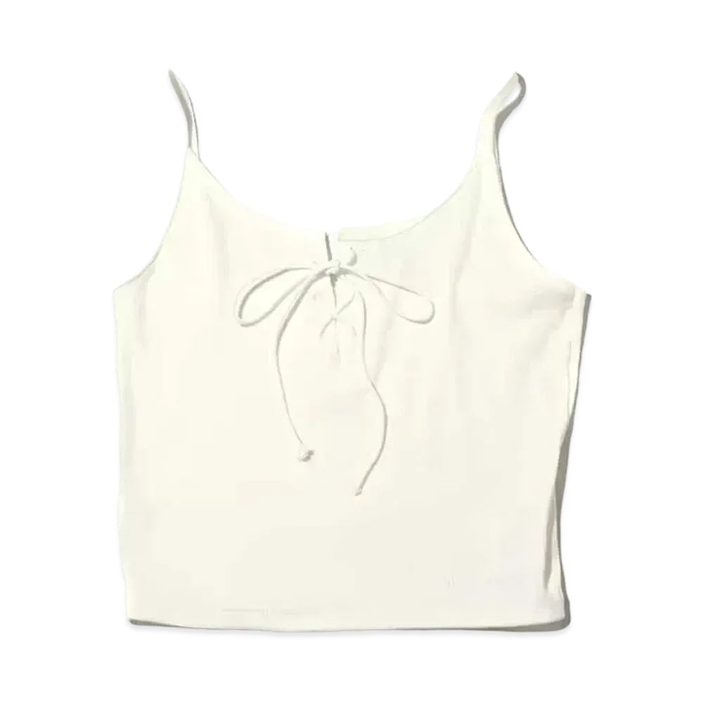 atmos pink Lace Up Cami "White"