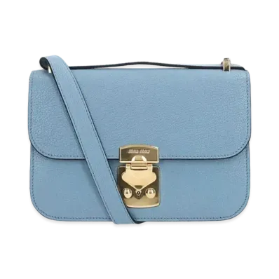 MIU MIU Madras Leather Shoulder Bag "Astral Blue"