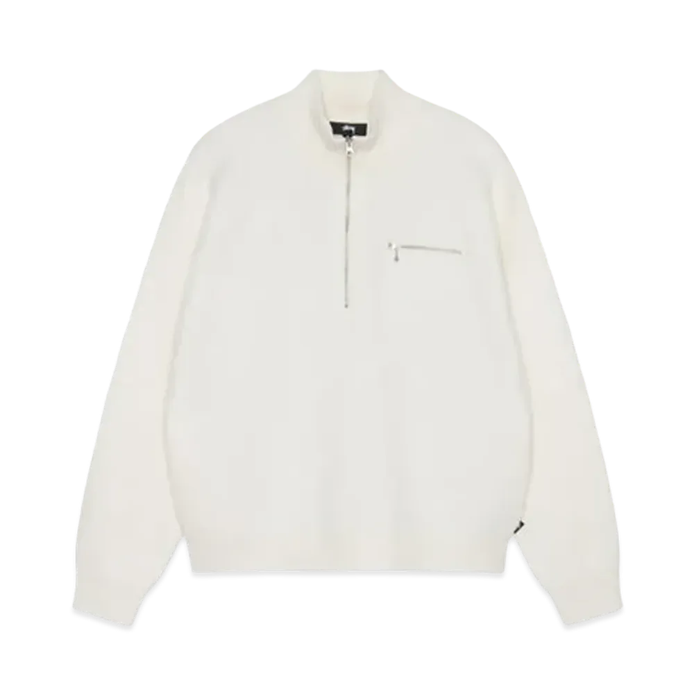 Stussy Half Zip Mock Neck Sweater "Ivory"