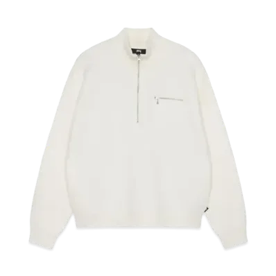 Stussy Half Zip Mock Neck Sweater "Ivory"